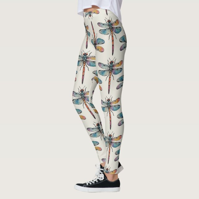 Farbenfrohes Libellenmuster Leggings (Links)