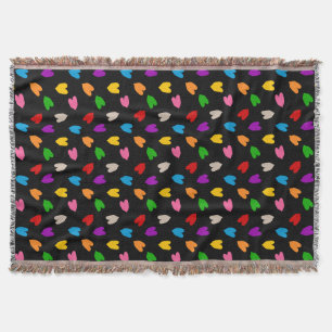 Farbenfrohes Liebesherzen Muster Design Schwarz Decke