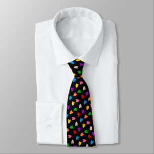 Farbenfrohes Liebesherzen Muster Design Schwarz  Krawatte