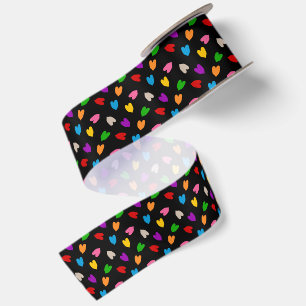 Farbenfrohes Liebesherzen Muster Design Schwarz Satinband