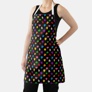 Farbenfrohes Liebesherzen Muster Design Schwarz Schürze