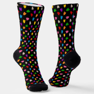Farbenfrohes Liebesherzen Muster Design Schwarz Socken