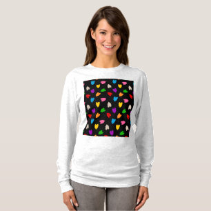 Farbenfrohes Liebesherzen Muster Design Schwarz  T-Shirt
