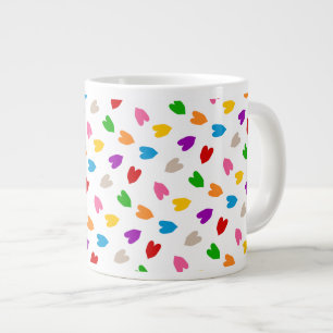 Farbenfrohes Liebesherzen Muster Design Weiß Jumbo-Tasse