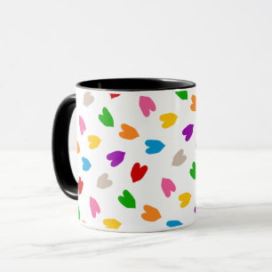 Farbenfrohes Liebesherzen Muster Design Weiß Tasse