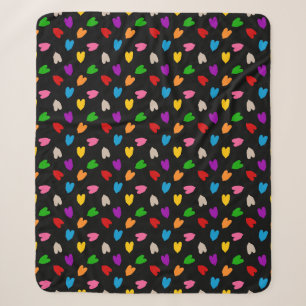 Farbenfrohes Liebesherzen Musterdesign Schwarz Sherpadecke