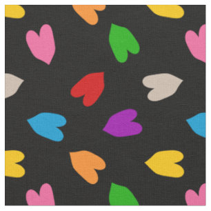 Farbenfrohes Liebesherzen Musterdesign Schwarz Stoff