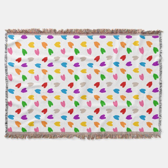 Farbenfrohes Liebesherzen Musterdesign Weiß  Decke (Vorderseite)