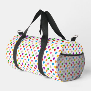 Farbenfrohes Liebesherzen Musterdesign Weiß Duffle Bag