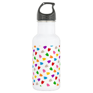 Farbenfrohes Liebesherzen Musterdesign Weiß Edelstahlflasche