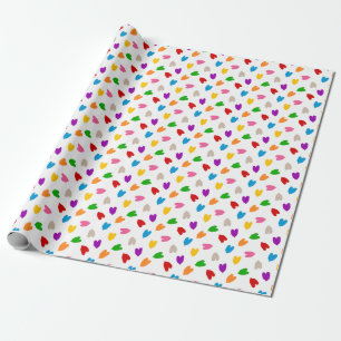 Farbenfrohes Liebesherzen Musterdesign Weiß Geschenkpapier