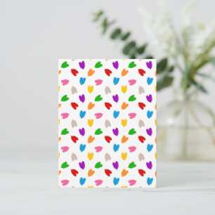 Farbenfrohes Liebesherzen Musterdesign Weiß Postkarte