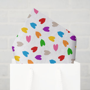 Farbenfrohes Liebesherzen Musterdesign Weiß  Seidenpapier