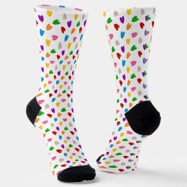Farbenfrohes Liebesherzen Musterdesign Weiß  Socken (Gewinkelt)