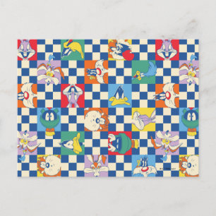 Farbenfrohes LOONEY TUNES™ Schachbrett-Wurfmuster Postkarte