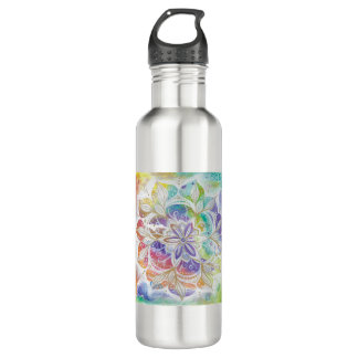 Farbenfrohes Mandala-Design Edelstahlflasche