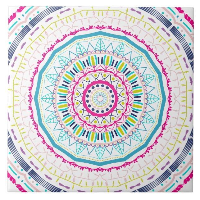 farbenfrohes Mandala Fliese (Vorderseite)
