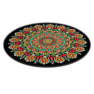 Farbenfrohes Mandala-Muster Boho-Punkt  Schneidebrett