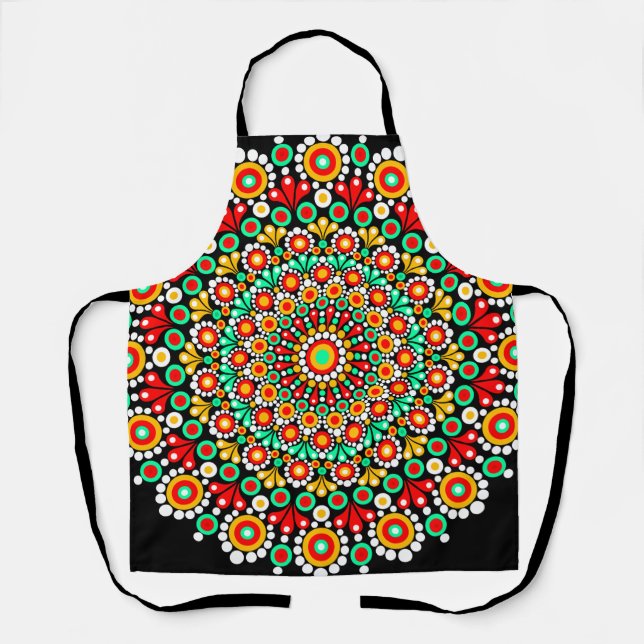 Farbenfrohes Mandala-Muster Boho-Punkt  Schürze (Vorderseite)