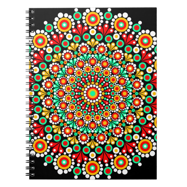 Farbenfrohes Mandala-Muster Spiralblock Boho-Punkt Notizblock (Vorderseite)