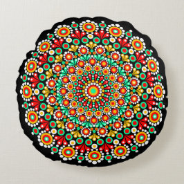 Farbenfrohes Mandala-Muster-Wurfkissen Boho-Punkt  Rundes Kissen