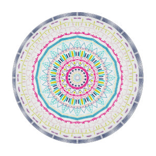farbenfrohes Mandala Schneidebrett
