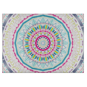 farbenfrohes Mandala Schneidebrett
