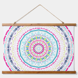 farbenfrohes Mandala Wandteppich Mit Holzrahmen