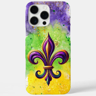Farbenfrohes Mardi Gras Fleur de lis  iPhone 16 Pro Max Hülle