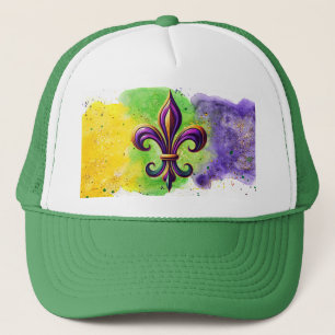 Farbenfrohes Mardi Gras Fleur de lis Truckerkappe