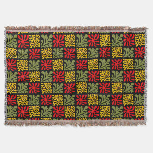 Farbenfrohes, Matisse-inspiriertes abstraktes Flor Decke