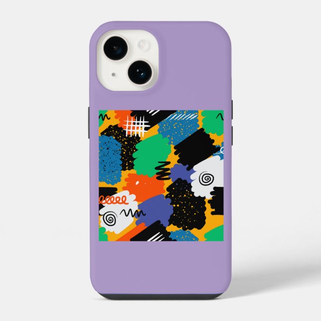 Farbenfrohes Maximalist Design  iPhone Hülle (Rückseite)