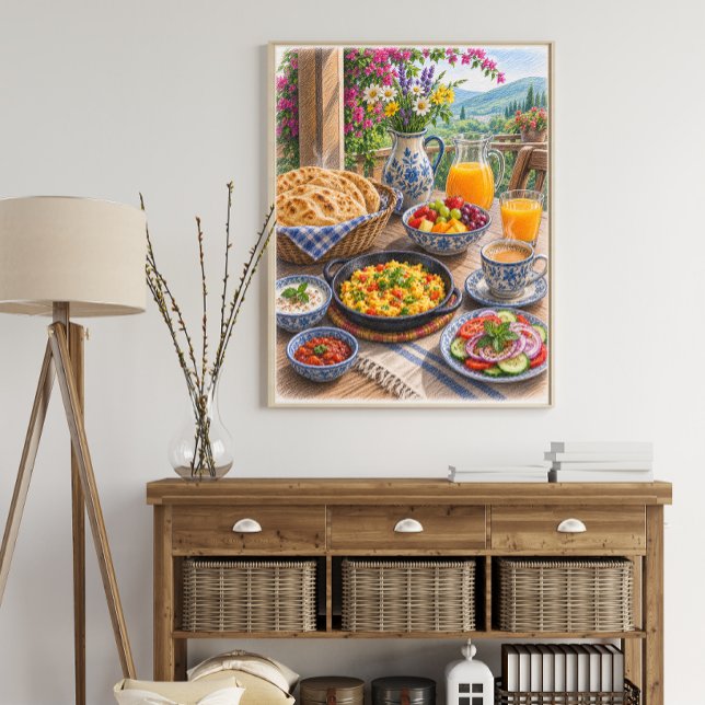 Farbenfrohes mediterranes Frühstücks-Festmahl Poster (Von Creator hochgeladen)