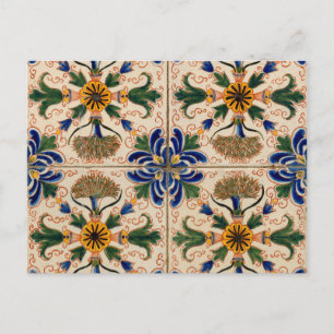 Farbenfrohes mediterranes vintage Blumenmuster Feiertagspostkarte