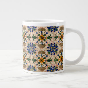 Farbenfrohes mediterranes vintage Blumenmuster Jumbo-Tasse