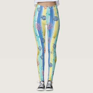 Farbenfrohes Meeresleben-Küstenmuster (10) Leggings