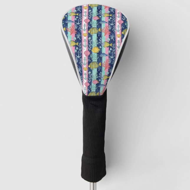 Farbenfrohes Meeresleben-Küstenmuster (2) Golf Headcover (Vorderseite)