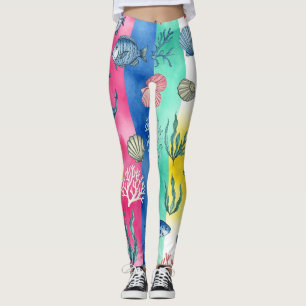 Farbenfrohes Meeresleben-Küstenmuster (6) Leggings