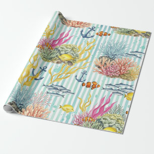 Farbenfrohes Meeresleben-Küstenmuster (8) Geschenkpapier