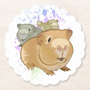 Farbenfrohes Meerschweinchen-Trio Regenbogen-Farbs Untersetzer