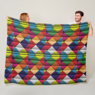 Farbenfrohes Mehrfarbiges Geometrisches Quiltmuste Fleecedecke