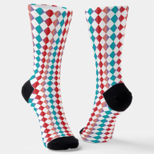 Farbenfrohes mehrfarbiges Schachbrett-Diamantmuste Socken