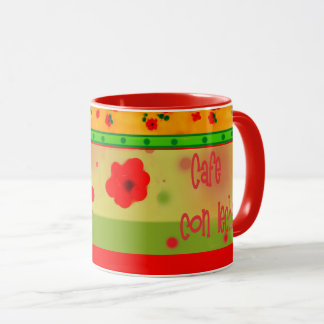 Farbenfrohes mexikanisches Thema Grün Rot Orange T Tasse