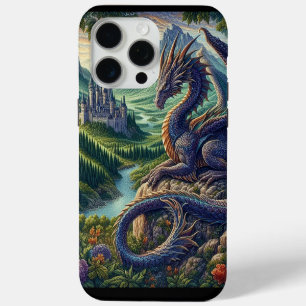 Farbenfrohes, mittelalterliches Drachen-Schloss iPhone 15 Pro Max Hülle