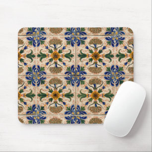 Farbenfrohes Mittelmeer-Retrobunt-Blumenmuster Mousepad