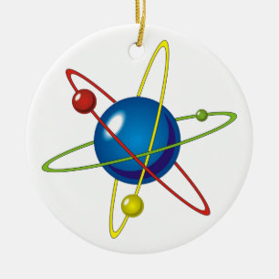 Farbenfrohes Modell des Atoms Keramik Ornament