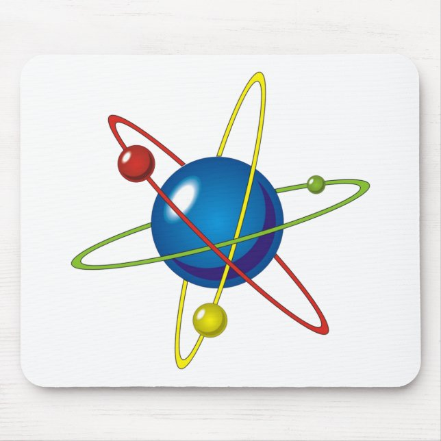 Farbenfrohes Modell des Atoms Mousepad (Vorne)