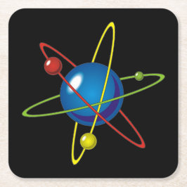 Farbenfrohes Modell des Atoms Rechteckiger Pappuntersetzer