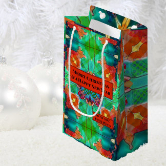 Farbenfrohes modernes geometrisches Wasserfarbmust Kleine Geschenktüte