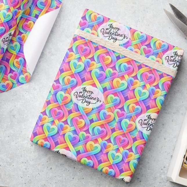Farbenfrohes modernes Herz Muster Valentinstag  Geschenkpapier (Von Creator hochgeladen)